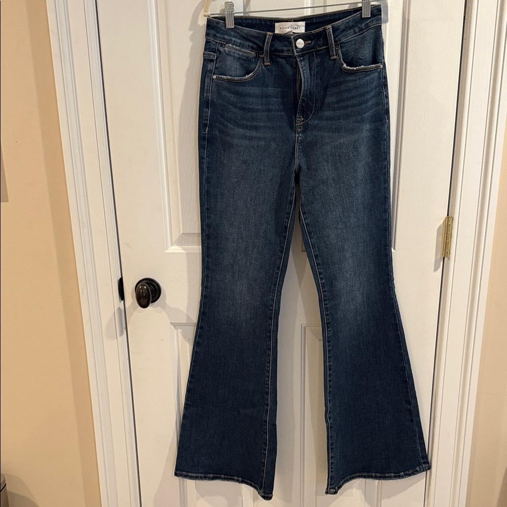 Risen Denim Wide Leg Flare Jeans